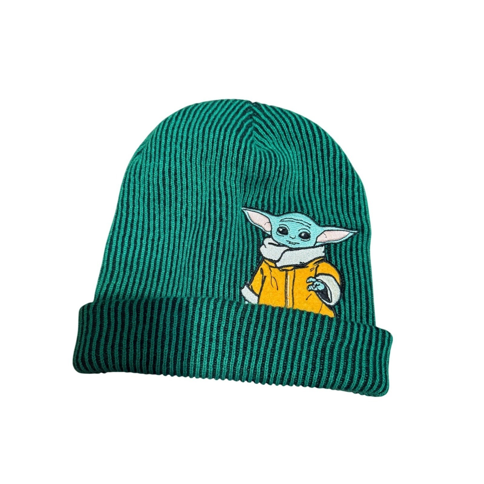 Star Wars Baby Yoda The Child Grogu Beanie Hat Green Black Striped One Size