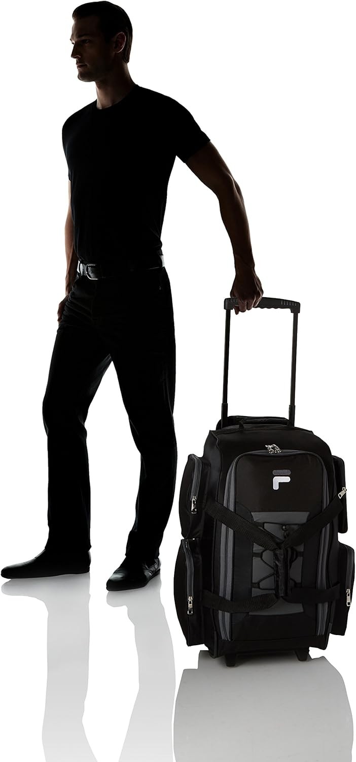 22" Lightweight Carry On Rolling Duffel Bag, Black