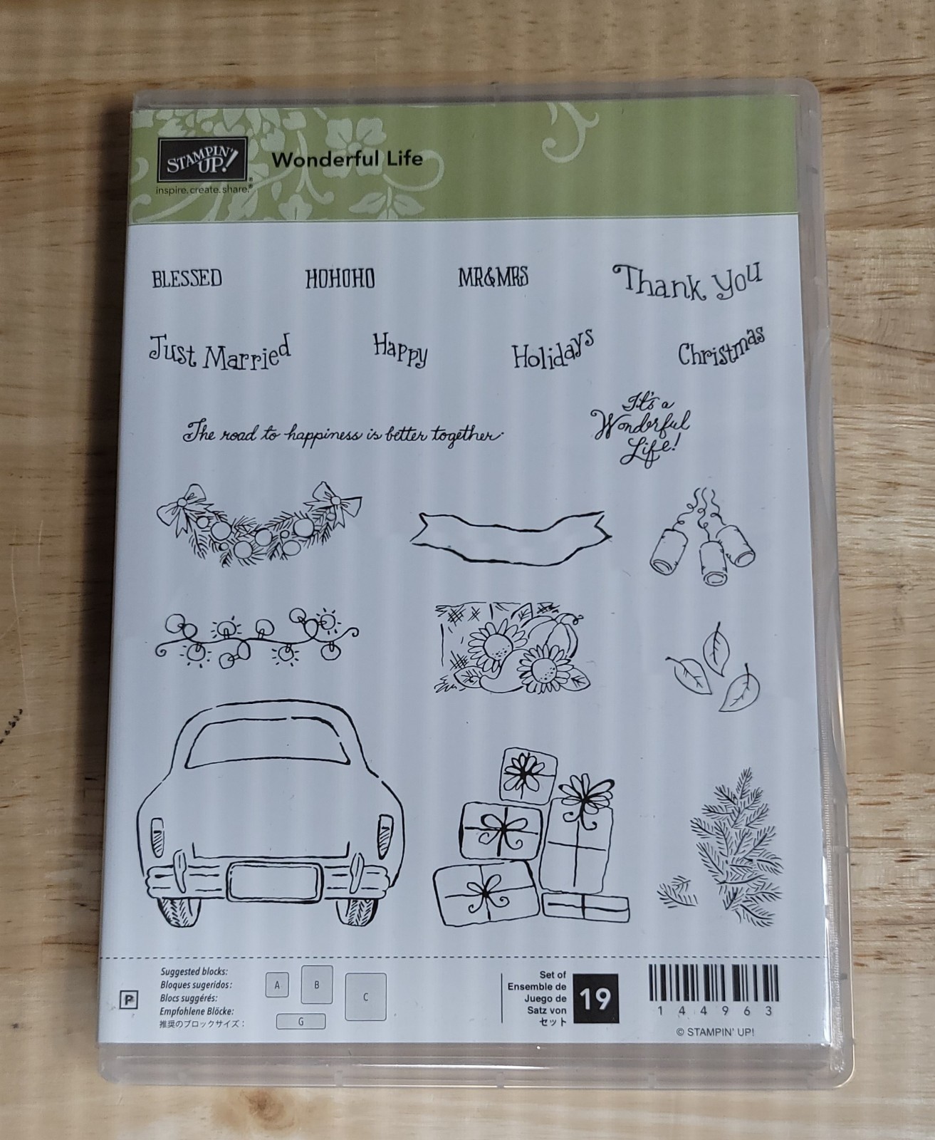 Stampin Up WONDERFUL LIFE #144963 Clear Acrylic Stamp Set