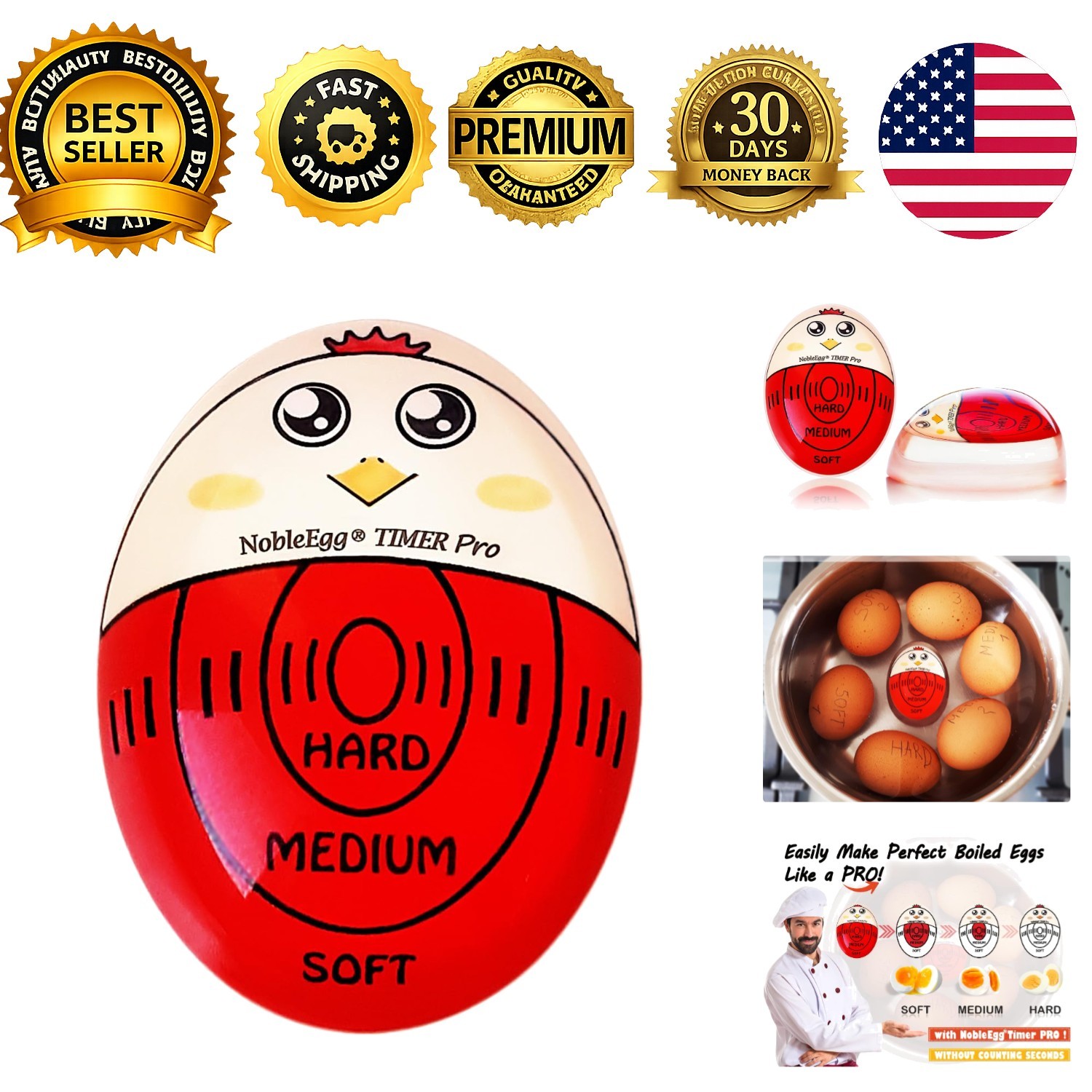 Egg Timer Pro Boiling Egg Timer Color Changing Soft Hard Boiled No BPA Certified