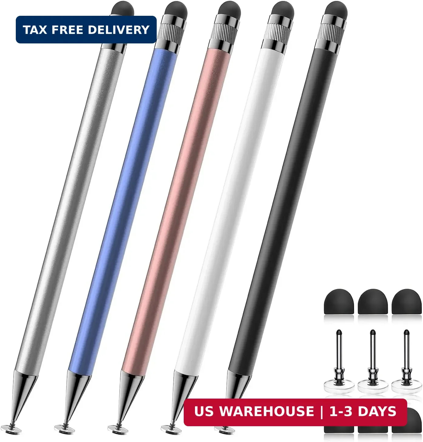 Stylus (5 Pcs), 2-in-1 Stylus Pen for Touch Screen, High Precision and