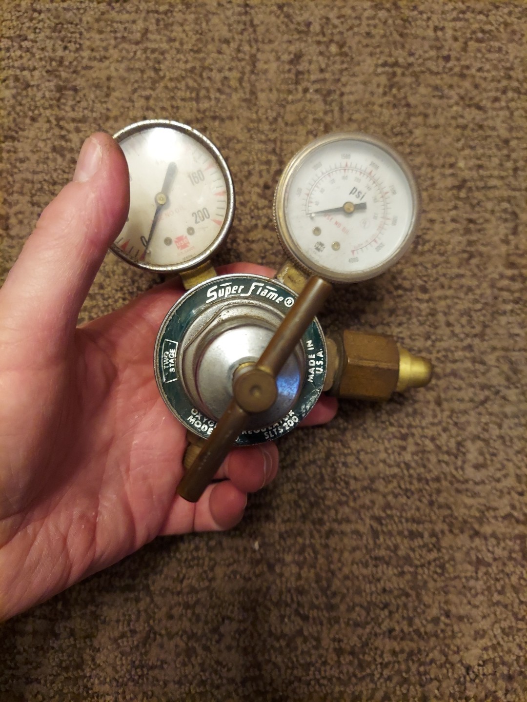 Vintage Super Flame Oxygen Regulator Two Stage Model SLTS 200