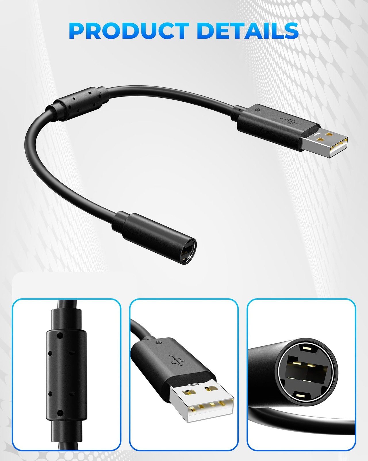 USB Breakaway Cable for Xbox 360 Controller, Logitech G920, Logitech G923 G27...