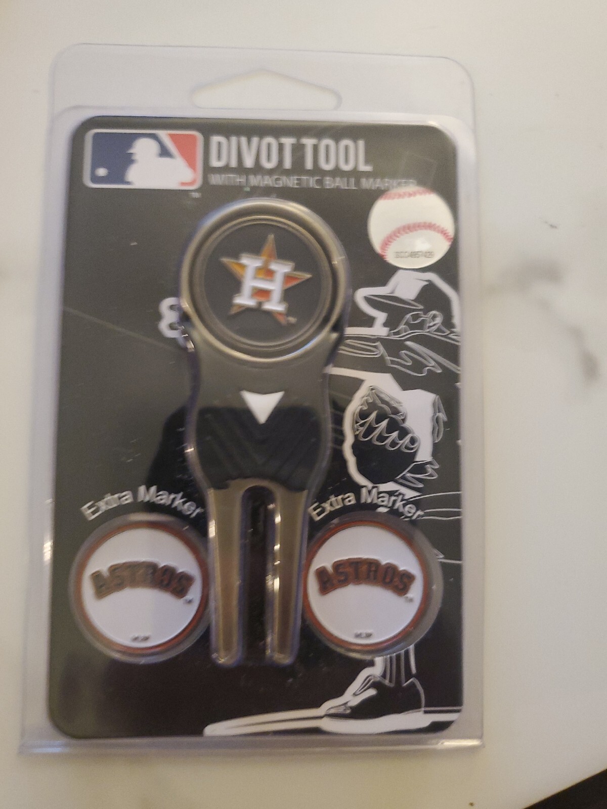 Houston Astros MLB Team Golf Divot Tool with 3 Magnetic Ball Markers