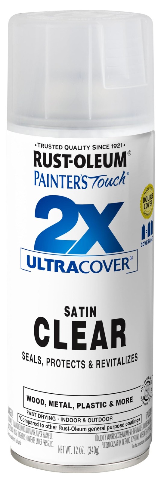 Rust Oleum Painter's Touch 2X Ultra Cover Spray Paint Clear Satin 12 Ounce