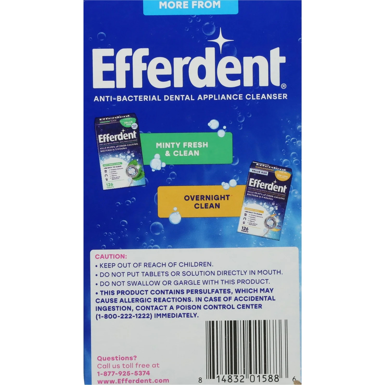 Efferdent Retainer & Denture Cleaner Tablets, Complete Clean, 126 Count