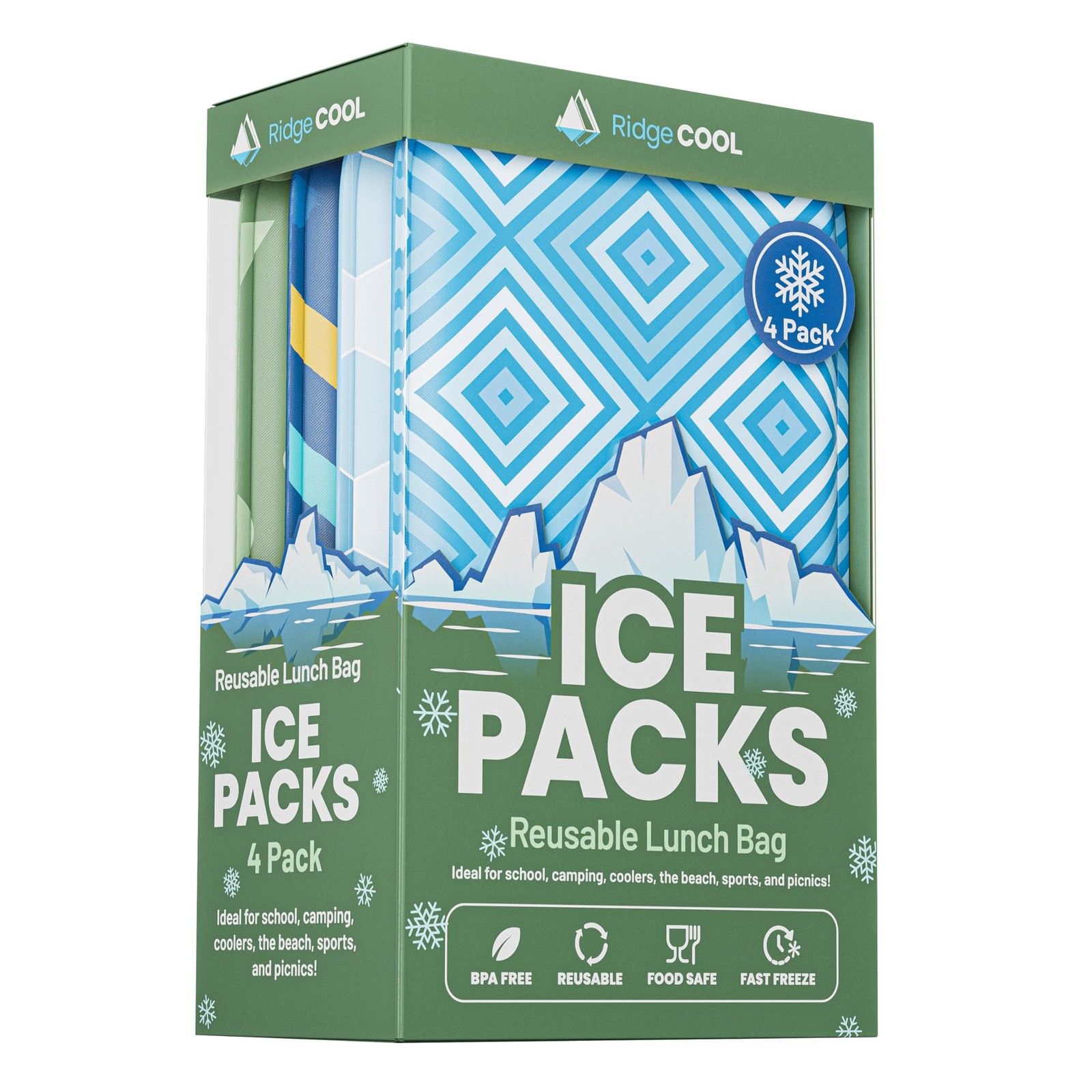 Slim Ice Packs for Lunch Boxes and Coolers, 4 Pack Reusable Gel Freezer Packs...
