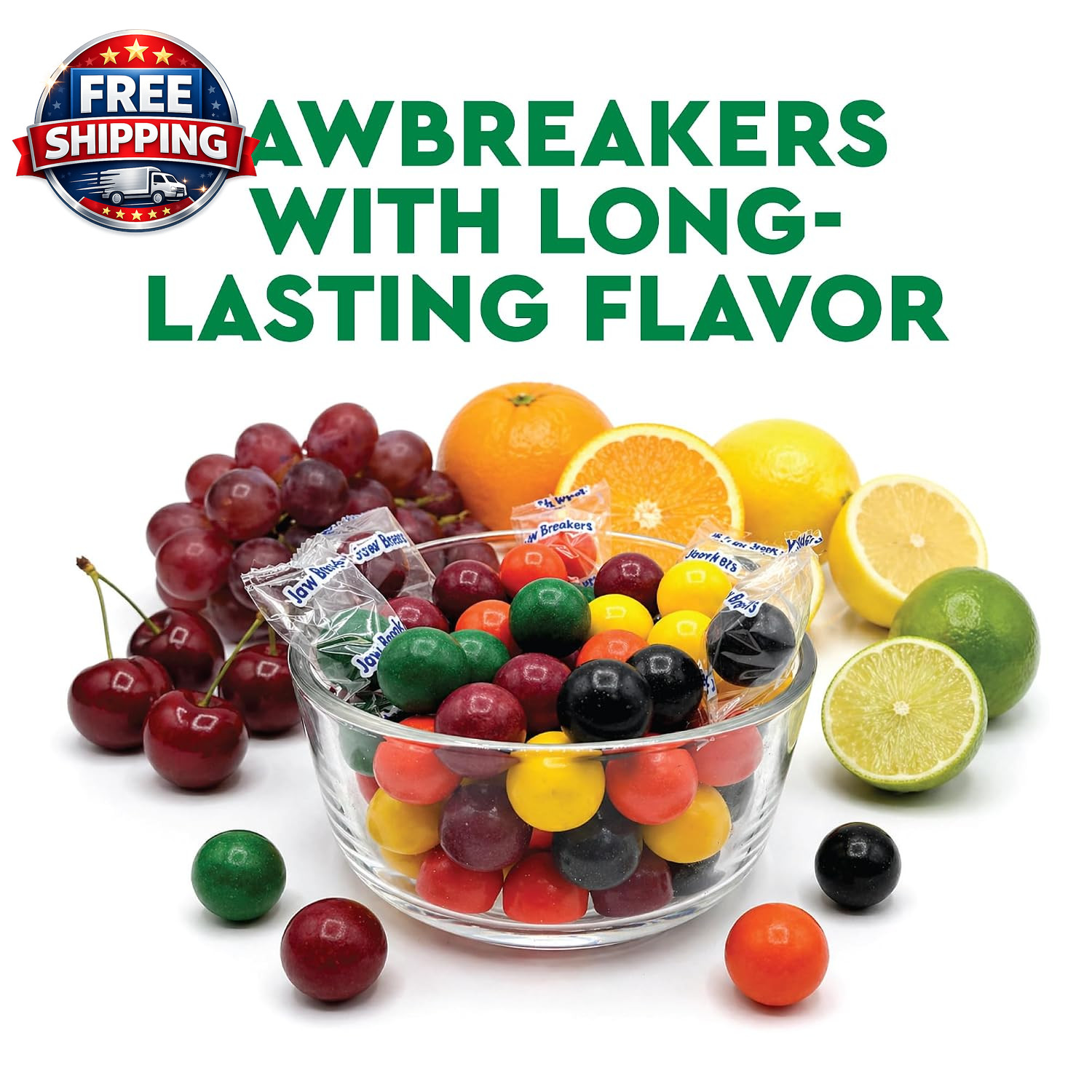 Jawbreakers 1 Pound Bag Individually Wrapped - Large Jaw Breakers Hard Candy Bal