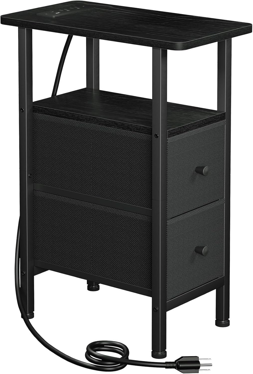 15.74''D x 7.87''W x 23.22''H (2 Drawers), Black