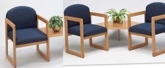 3 Classic Lesro Full Back Sled Base Wooden Guest Chair C1401G3 With 2 Connecting