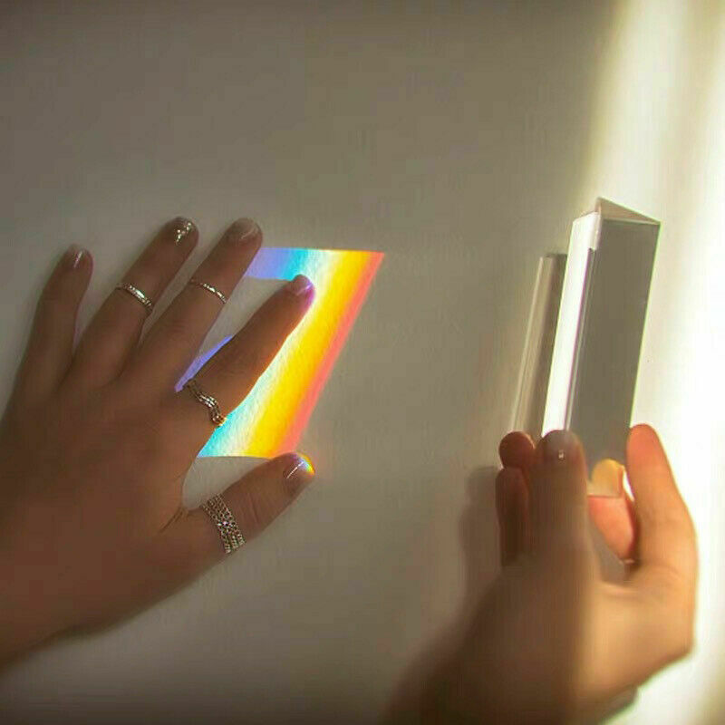 Optical Glass Triple Triangular Prism Physics Teaching Light Spectrum 5cm