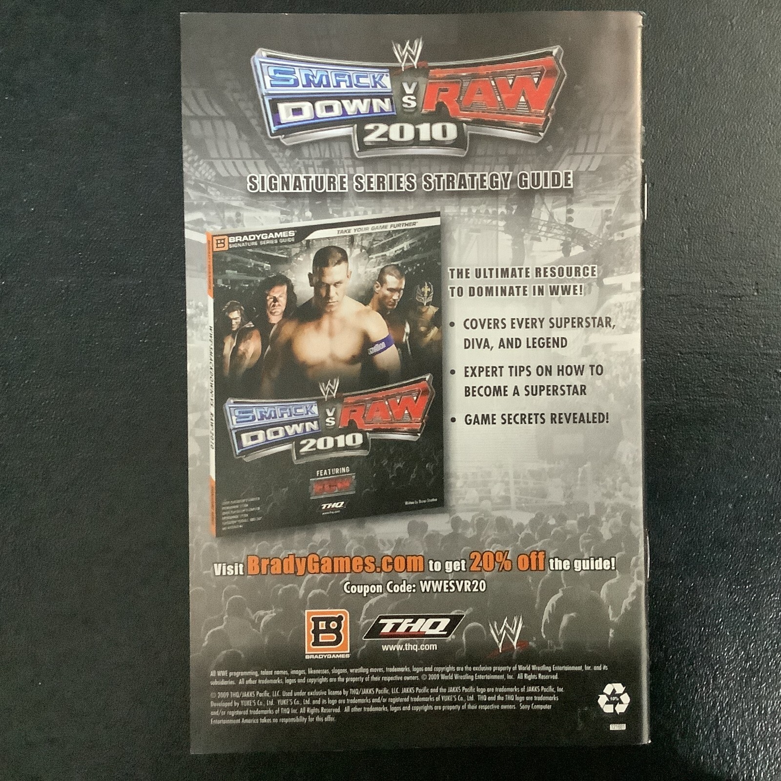WWE Smackdown vs. RAW 2010 PS2 PlayStation 2 Instruction Manual Only