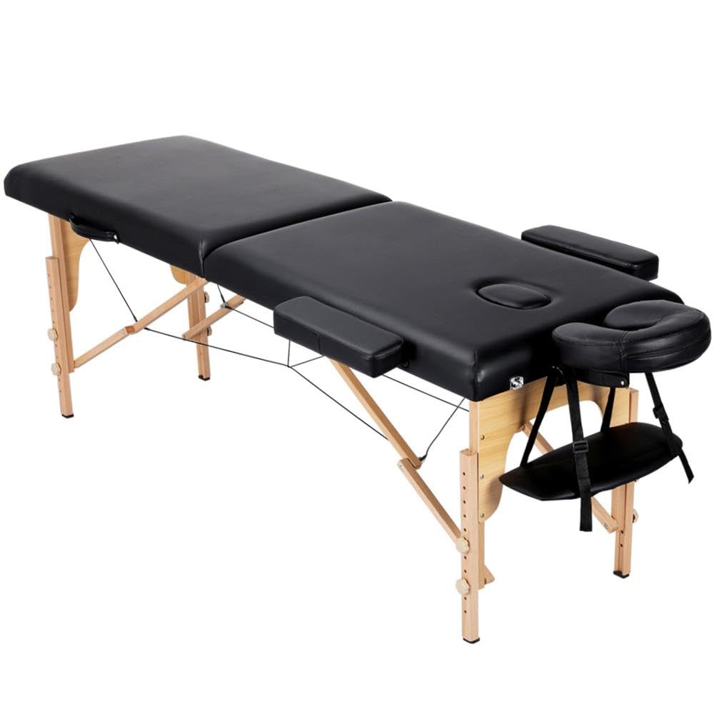 Portable Massage Table Lash Bed Adjustable Spa Beauty Tattoo Couch Black