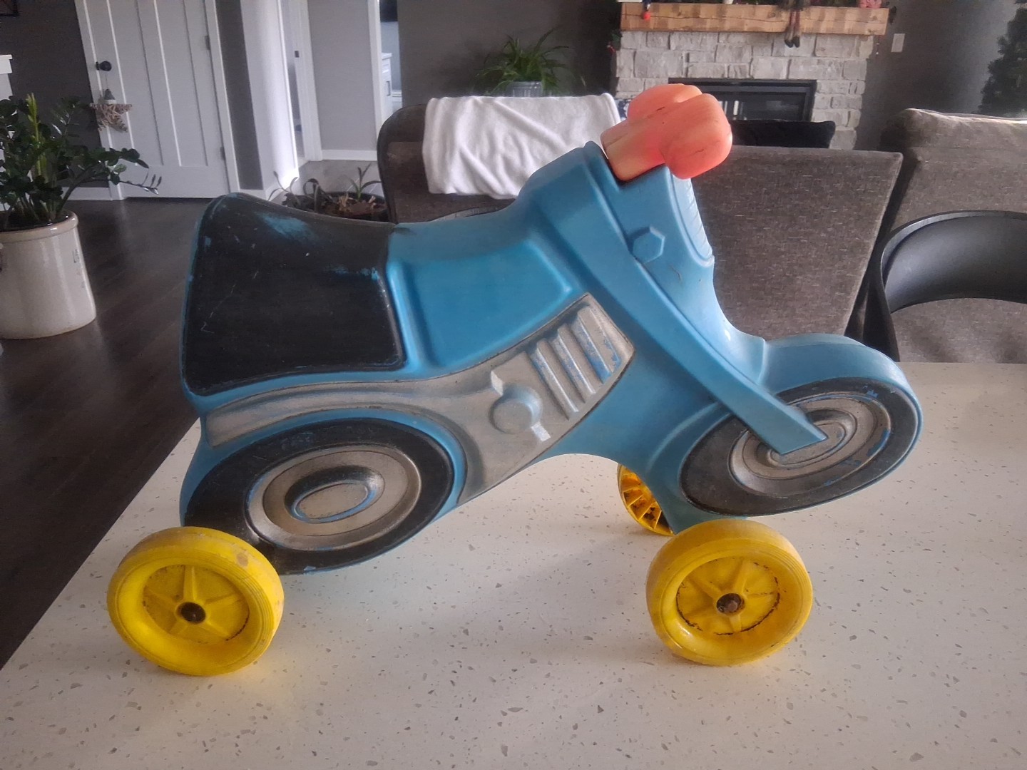 Blue Empire Blow Mold Motorcycle 70s Or 80s Made In USA Vintage Retro