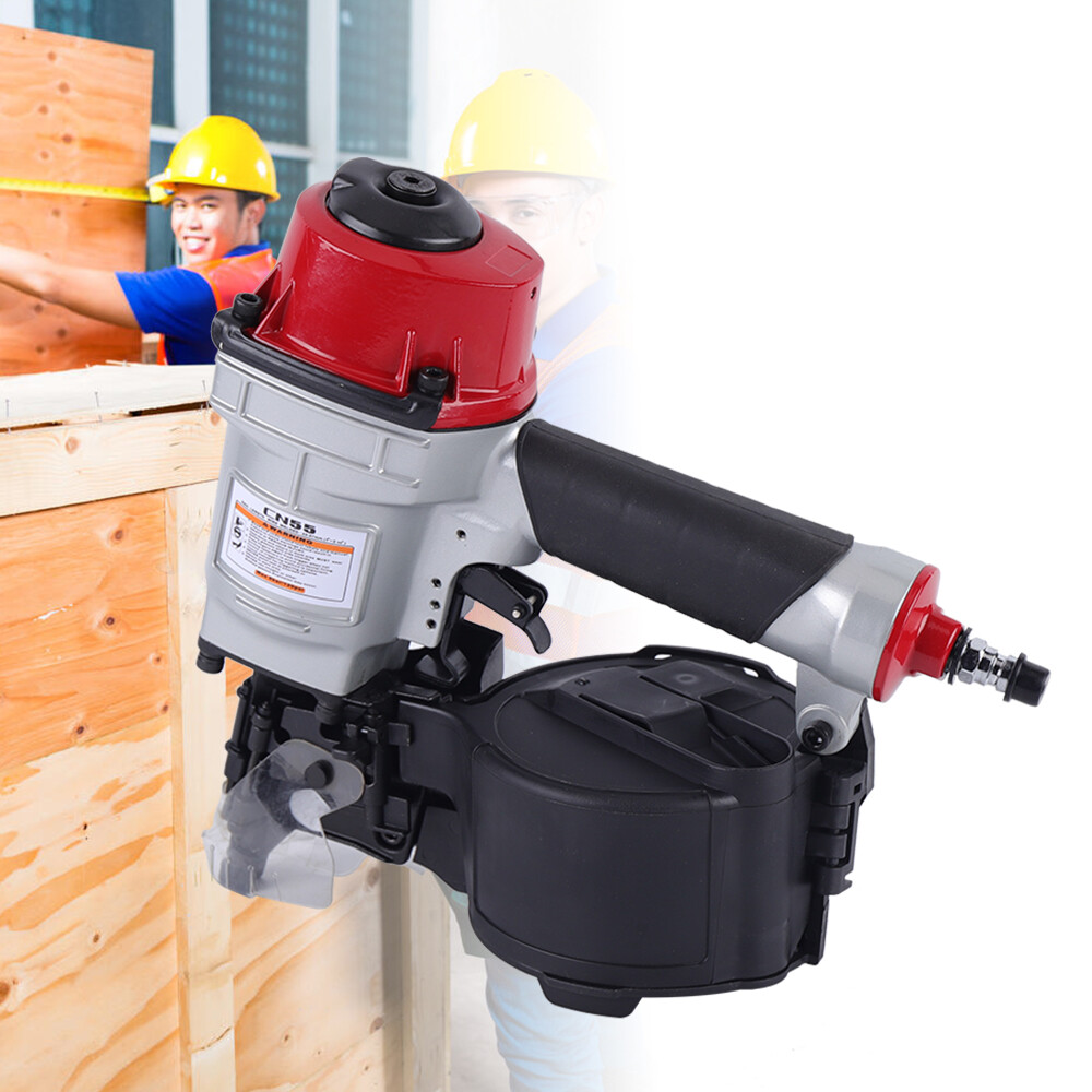 CN55 Pneumatic Coil Siding Nailer Industrial Portable Nail Gun 75psi-100psi