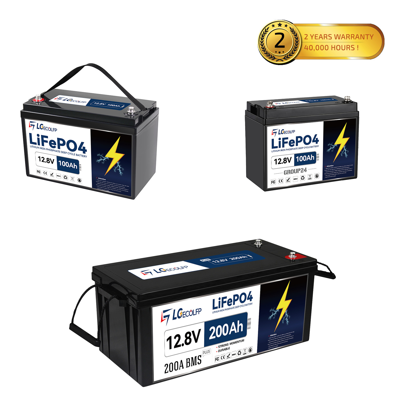 LG 12V LiFePO4 Battery 50AH 100AH Group24 Deep Cycle Lithium Battery RV Solar