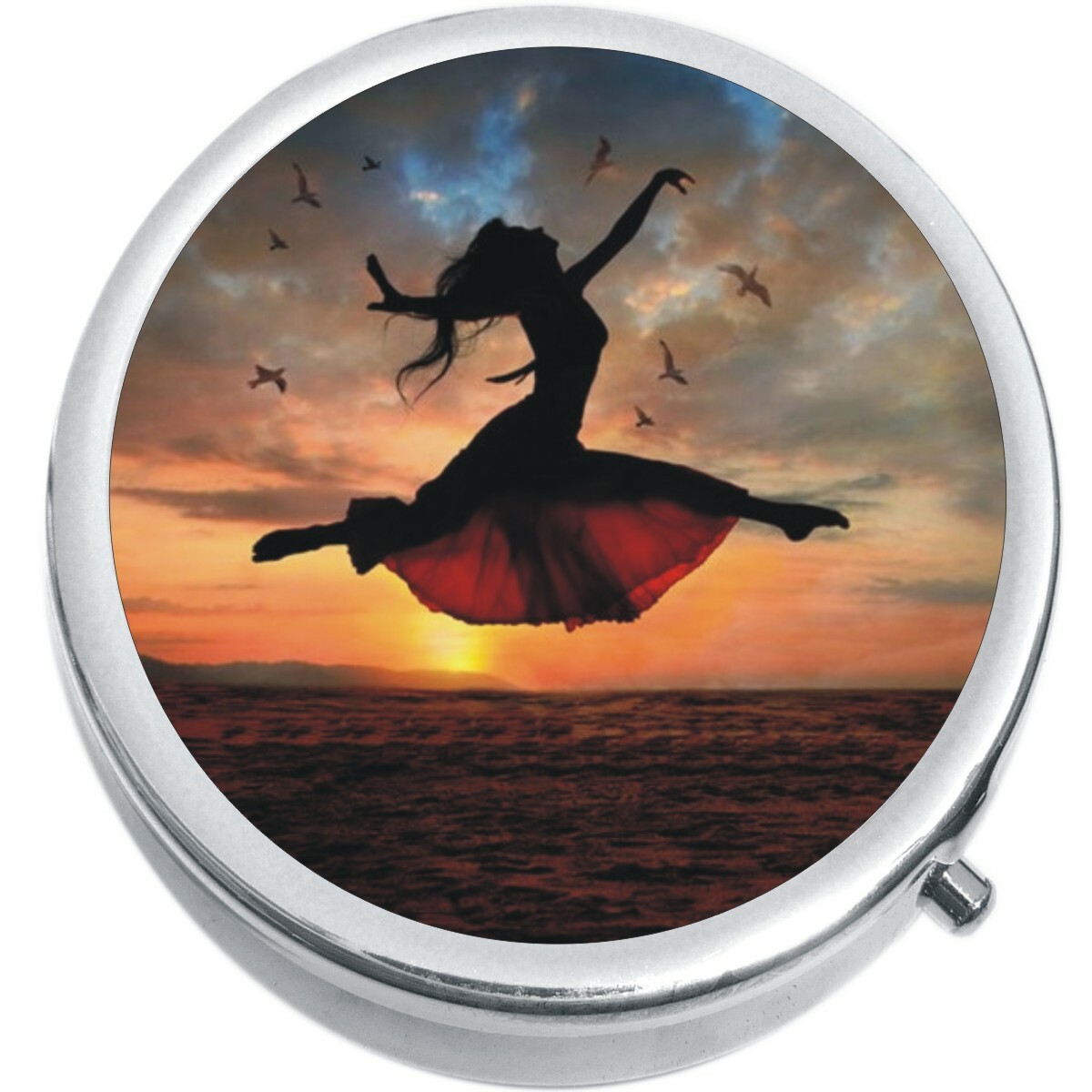 Dance Jump Ocean Medicine Vitamin Compact Pill Box