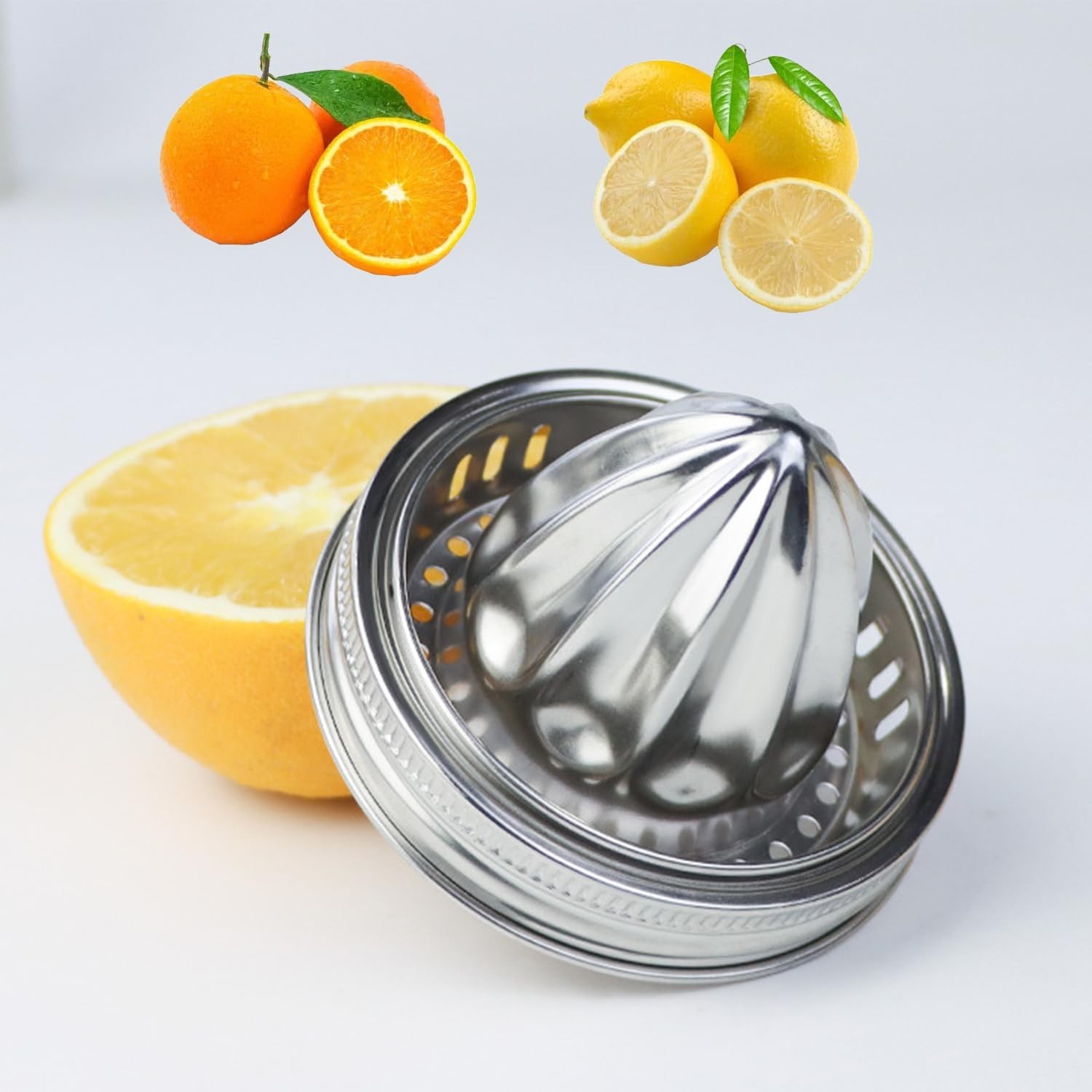 Mason Jar Juicer Lid (1 Pieces), Stainless Steel Citrus Reamer for Wide Mouth...
