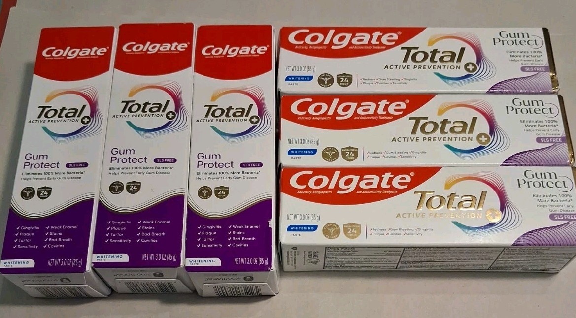6 Count COLGATE Total Gum Protect Whitening Paste 3oz