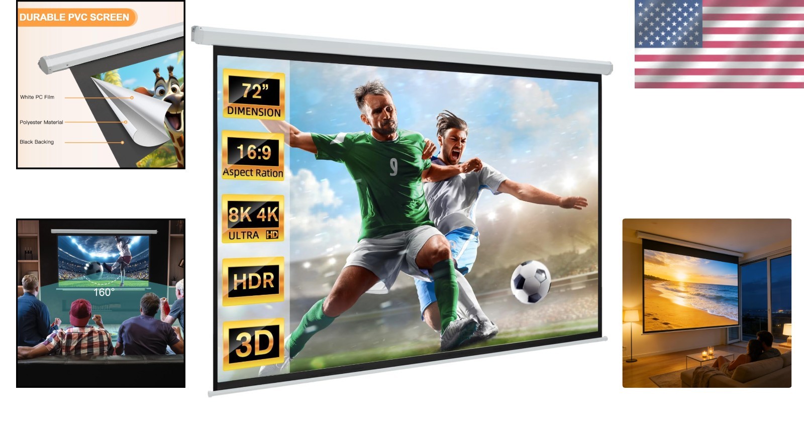 Matte Finish Motorized 4K Projection Screen~-