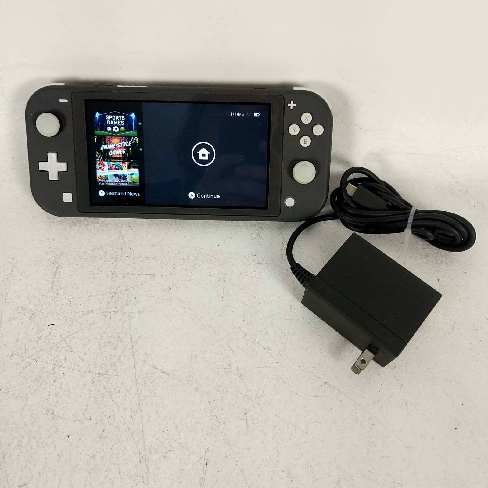 Nintendo Switch Lite Grey Handheld Console w/ AC Adapter Tested Working