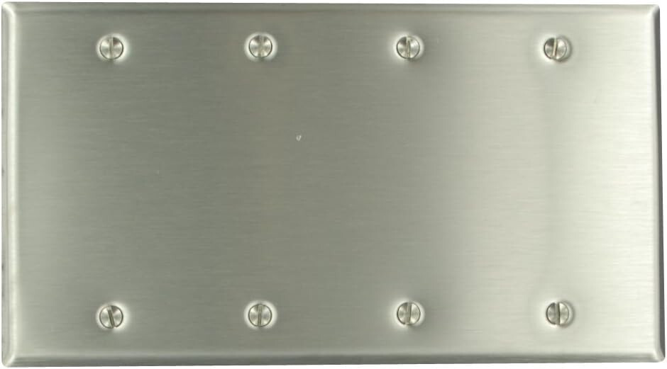 (Box of 10) Leviton 84064 - 4-Gang Stainless Steel Blanks