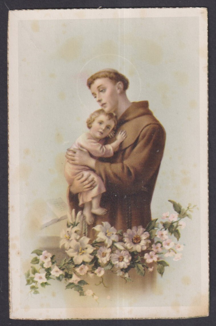 Holy card antique postale de San Antonio de Padua santino estampa