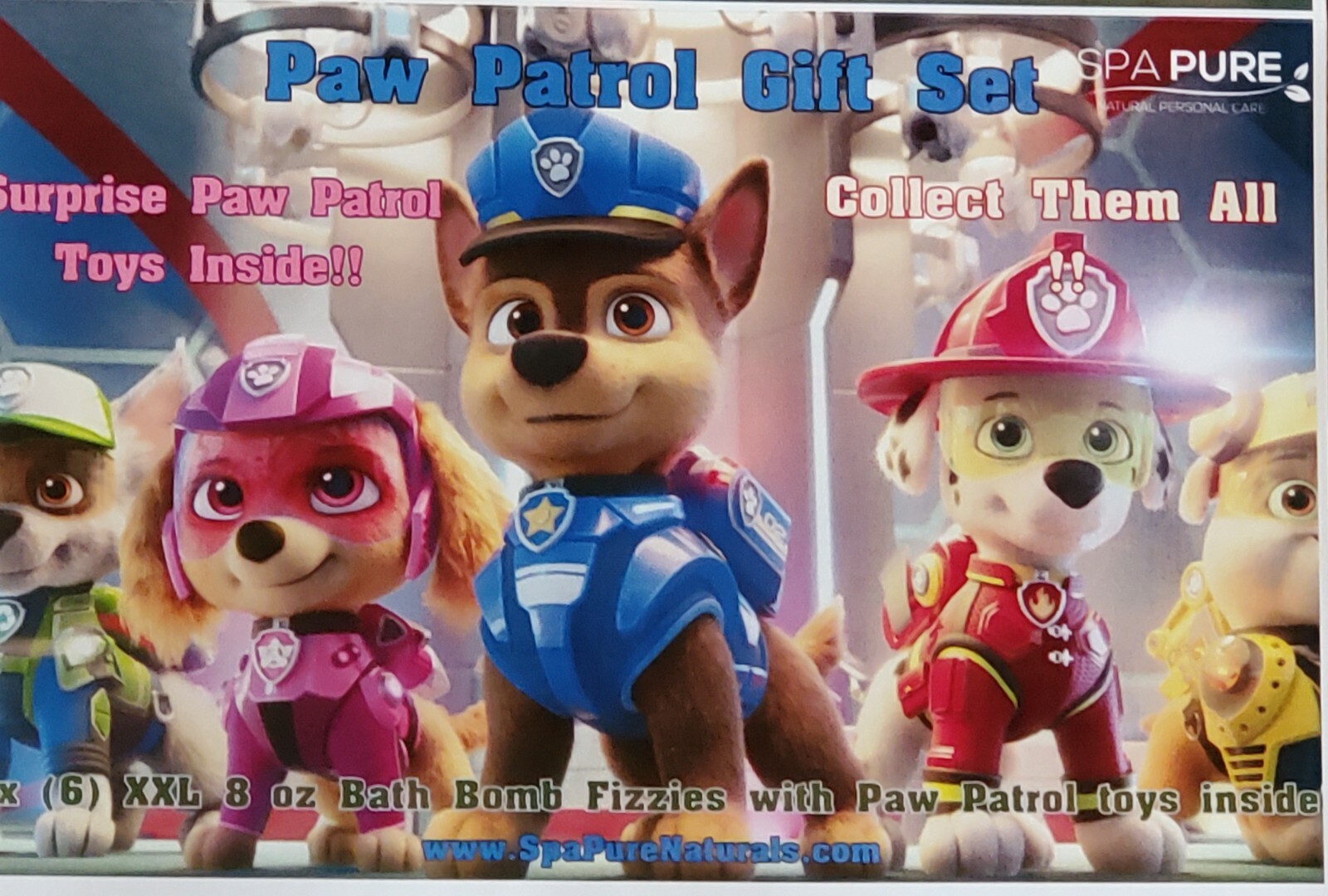 6 XL Bath bombs with Surprise PAW Patrol toys inside, collect them all, USA made
