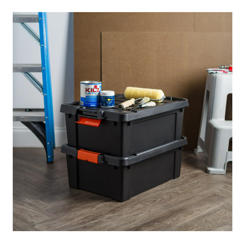 12 Gallon Plastic Storage Bins with Lids Latching Heavy Duty Containers
