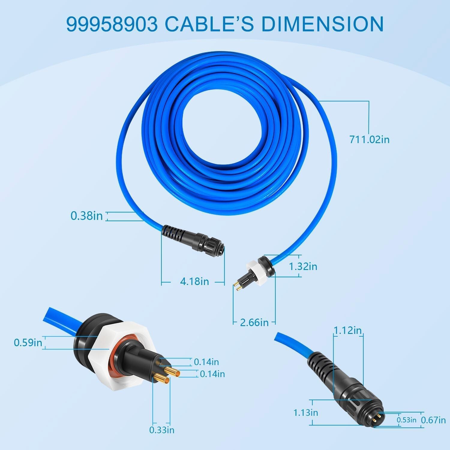 99958903-DIY Cable Cord for Dolphin Maytronics Pool Cleaner 2-Wire 60FT S200
