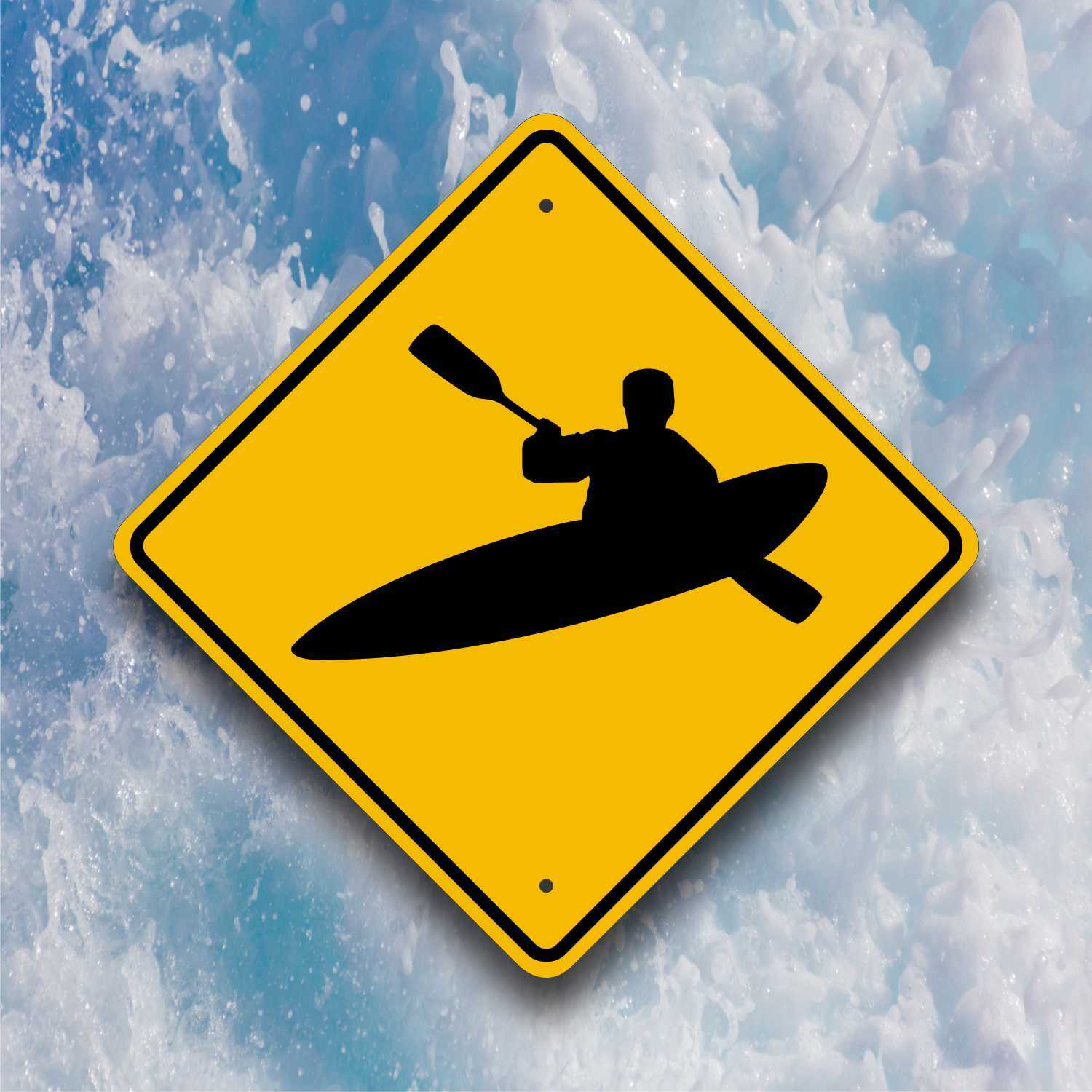 KAYAK CROSSING SIGN / Aluminum Watercraft Boat Plaque - Adventure - Camping
