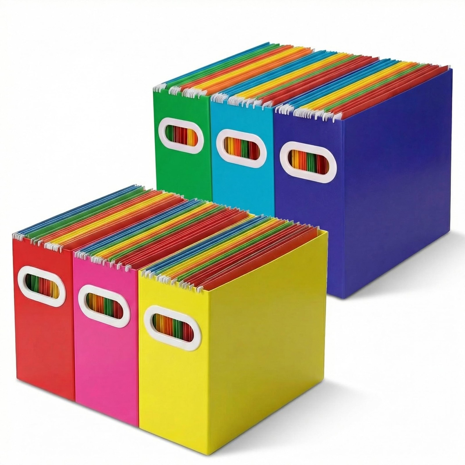 Hanging File Organizer Box 6 Pack Colorful Cardboard Folder Holder Letter