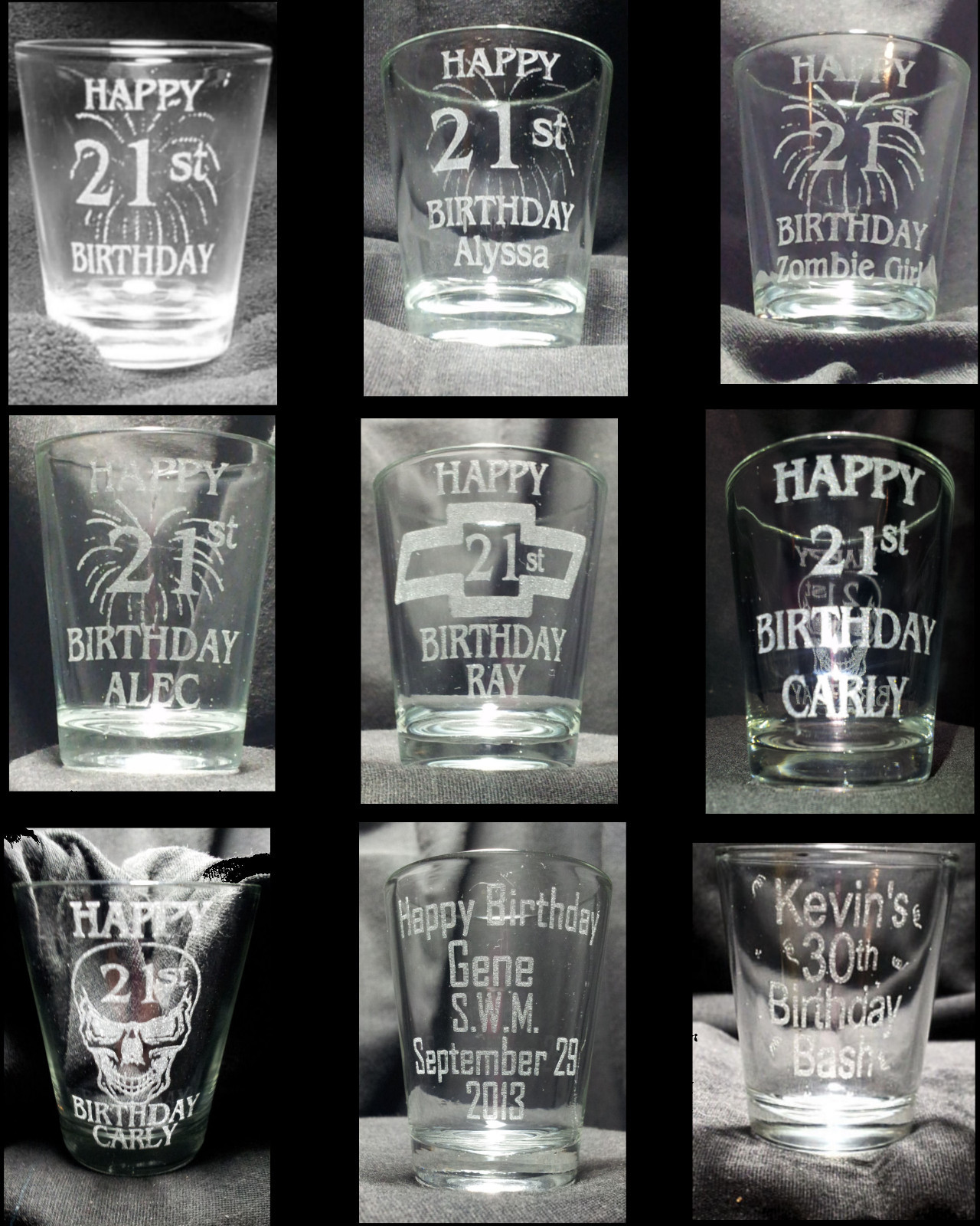 Butterfly etched shot glass. Can be personalized. Different designs available!!