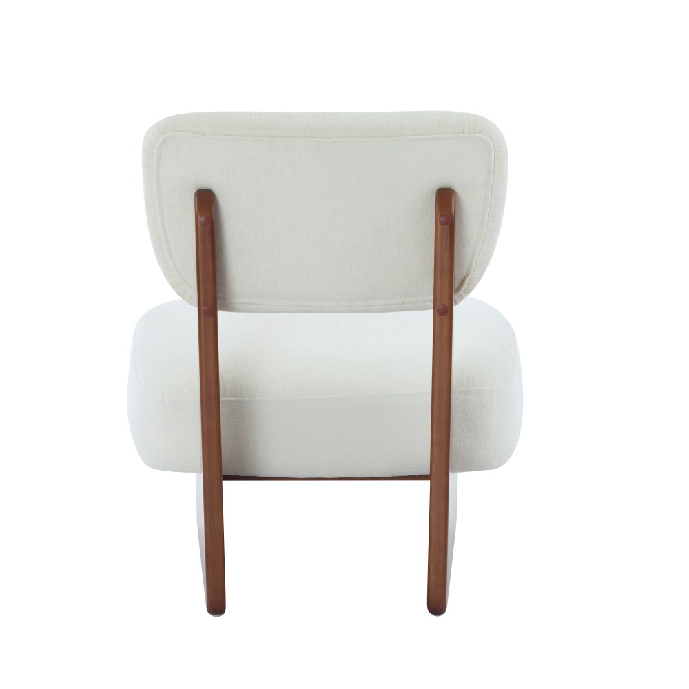 Modern Beige Lounge Chair Set of 2 w/Polyester Upholstery & Wood Base