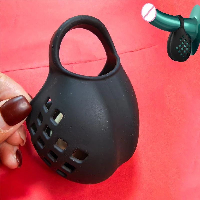 Ball-Stretcher-Enhancer-Squeeze-Scrotum-Testicle-Silicone-Ring-Delay-Ejaculation