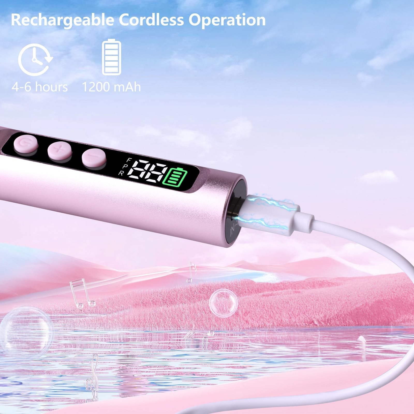 Electric Nail Drill Professional, Cordless NailDrill, 35000RPM Professional N...