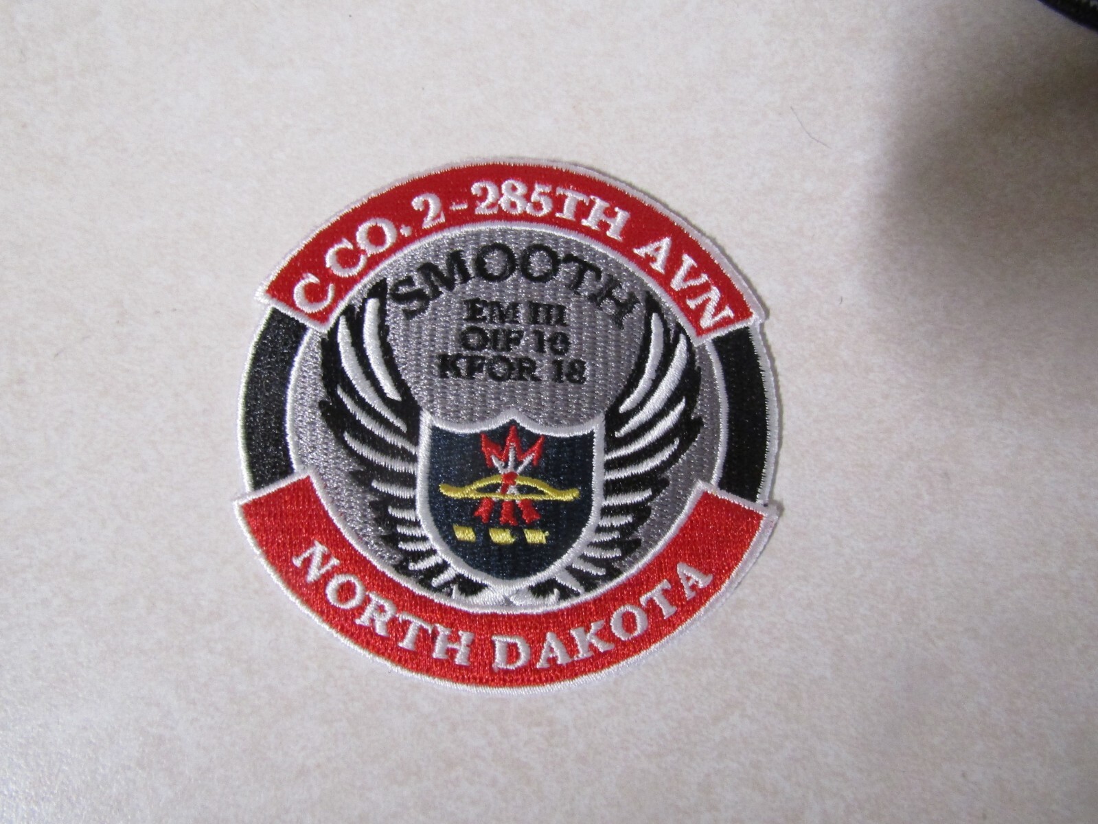 MILITARY PATCH SEW ON C CO 2-285TH AVIATION NORTH DAKOTA KFOR 18