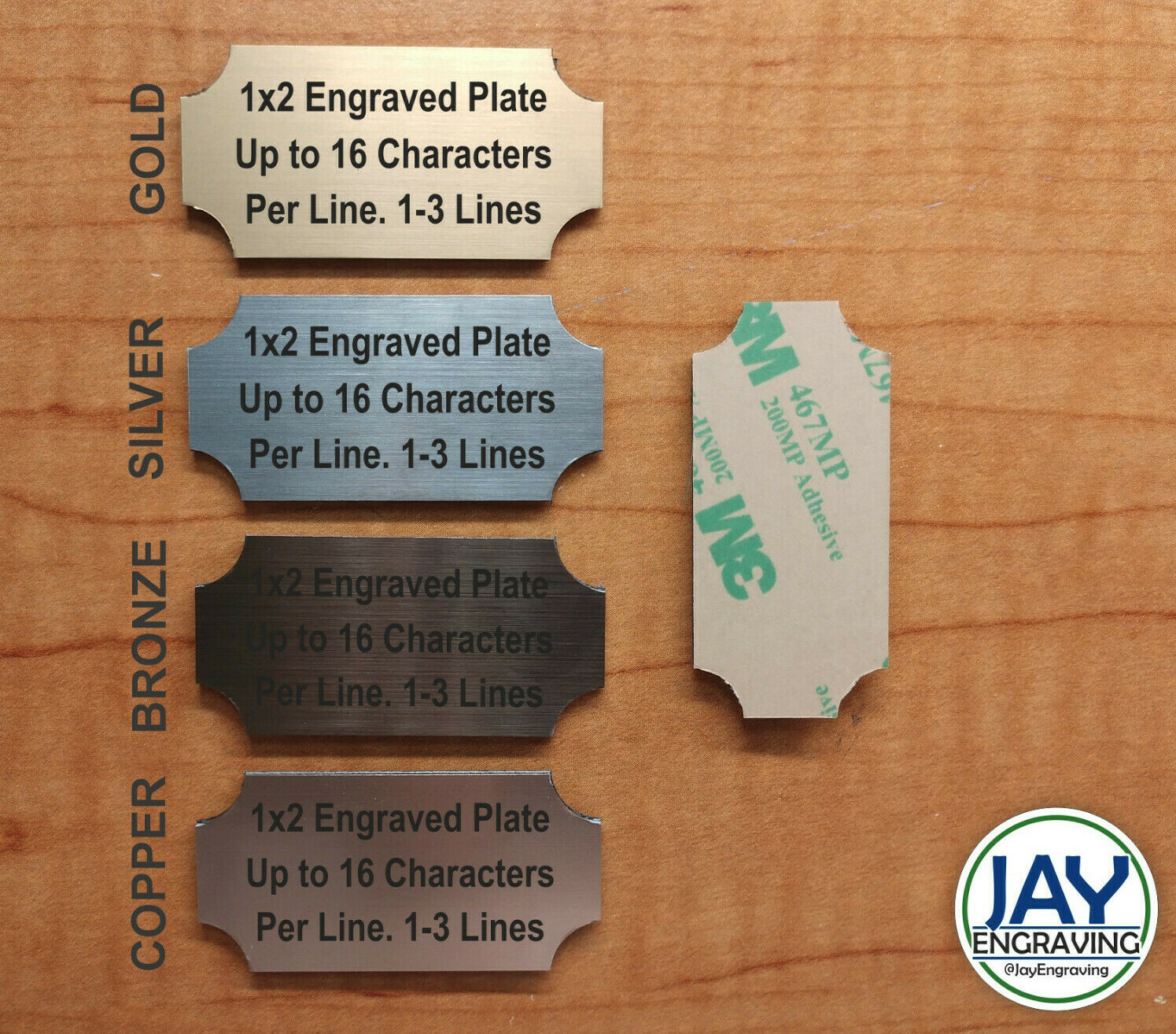 Custom Engraved 1x2 Plate | Adhesive Backed Personalized Customized Sign Plaque