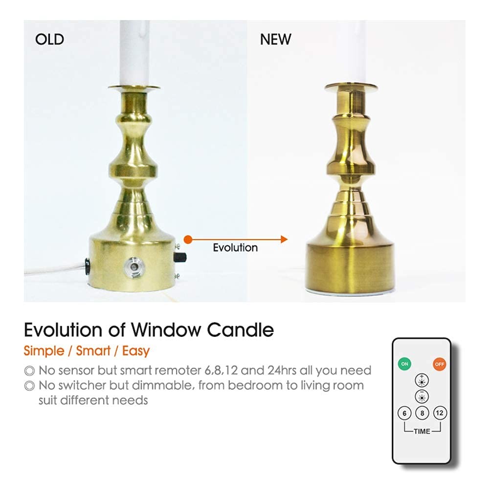 Dimmable Window Candle Electric with Multi Timer IR Controller, Metal Base Ch...