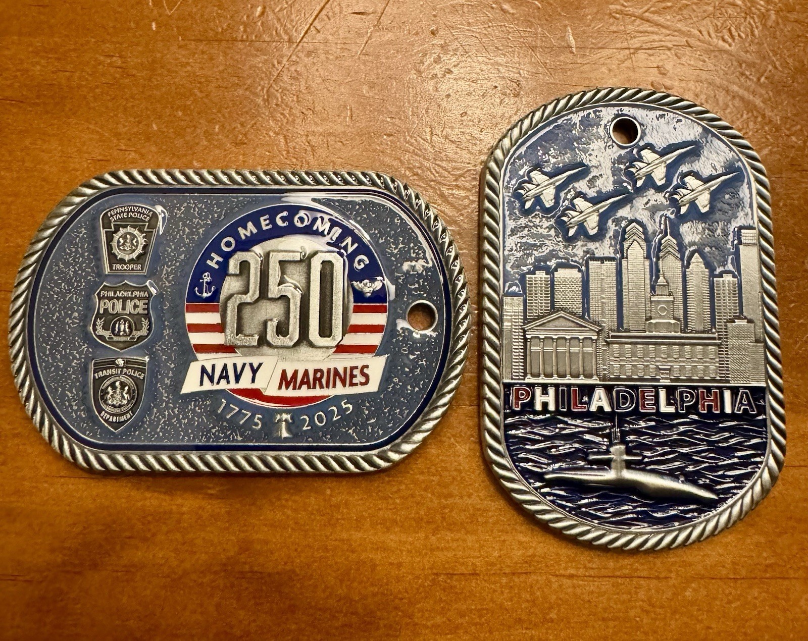 Navy/Marines Homecoming 250 Years Police Challenge Coin Septa Philly PSP