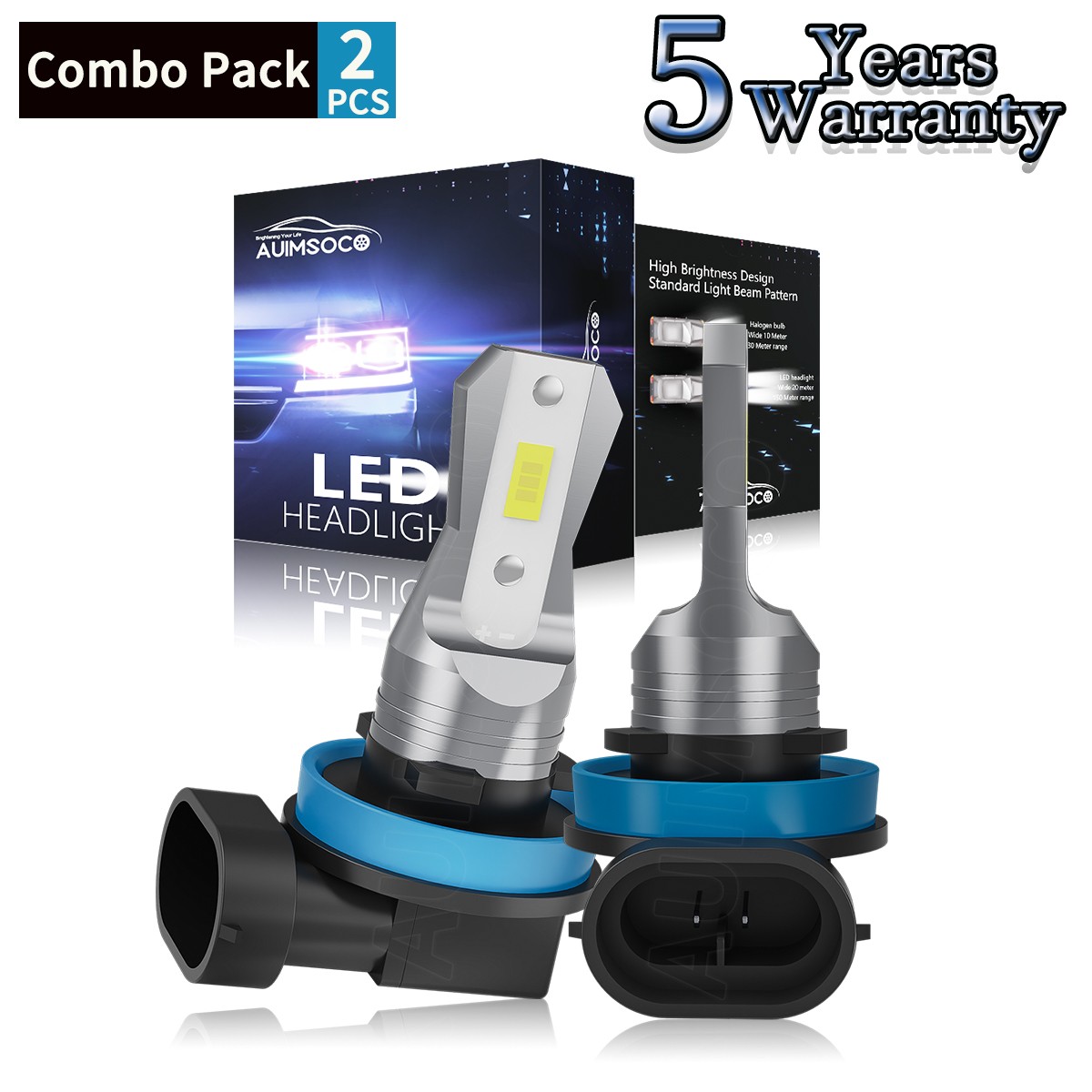 H11 LED Headlight Super Bright High/Low Beam Bulbs Kit 6500K White 1200000LM