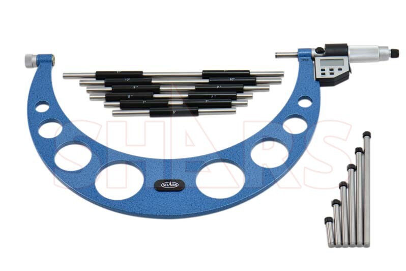 Shars 6-12" Electronic Interchangeable Anvil Micrometer Set New R]
