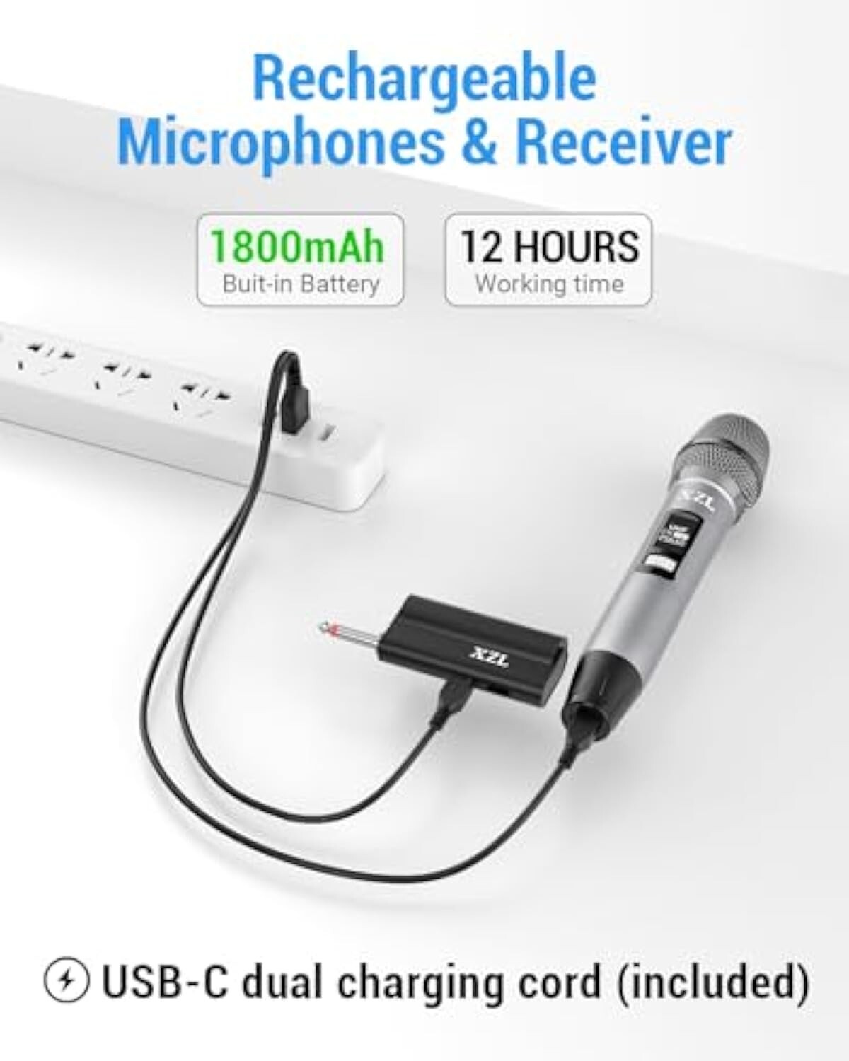 Gray Professional Wireless Microphone for Karaoke & Singing