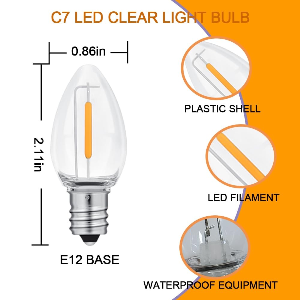 6FT Blow Mold Replacement Light Kit, C7 Clip Lights with One Bulb On/Off Switch