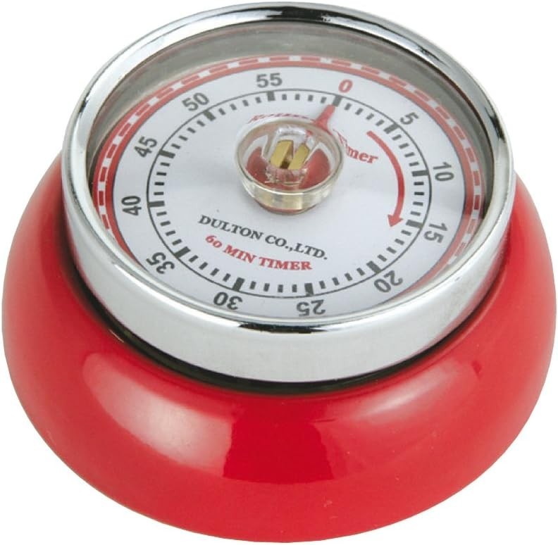 Compact Mechanical Kitchen Timer - 2.75-Inch Red Retro Style with Magnet