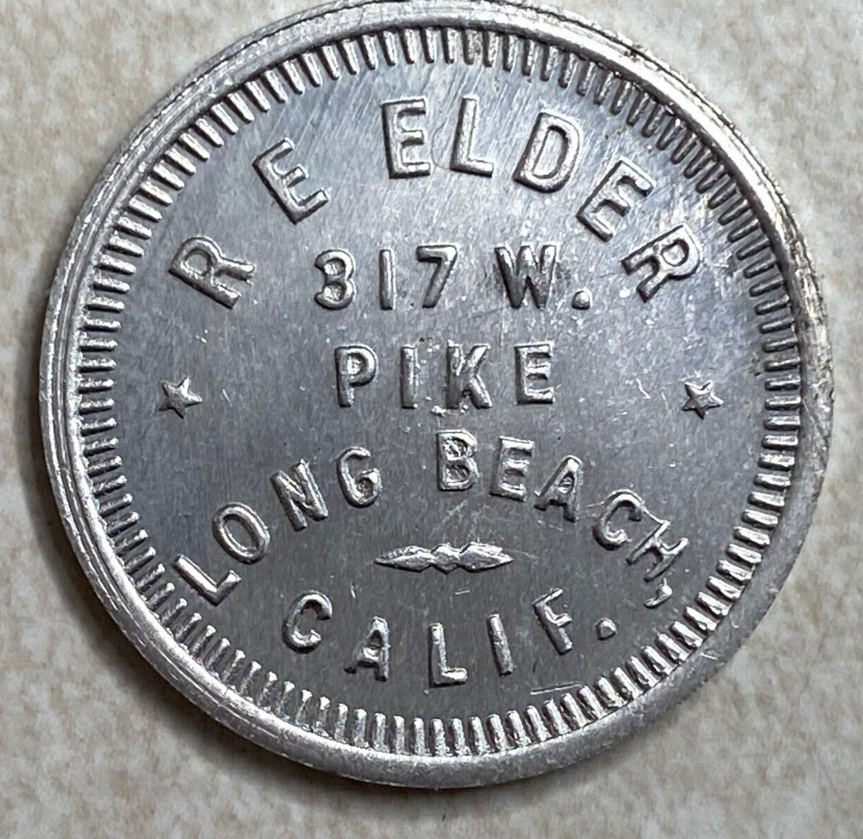 T2721 Anillo Reserve Arcade Trade Token R E Elder Pike Long Beach California CA
