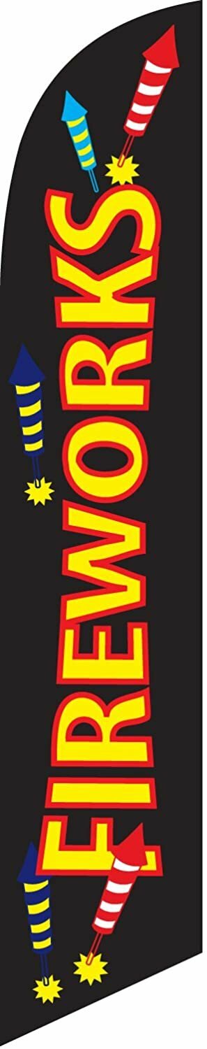 Fireworks Feather Banner Swooper Flag - NO WIND REQUIRED - Replacement FLAG ONLY