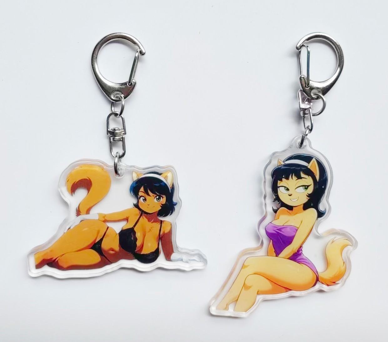 Set of 2 Kitty Katswell Cartoon TUFF Acrylic Keychains Charms You Pick