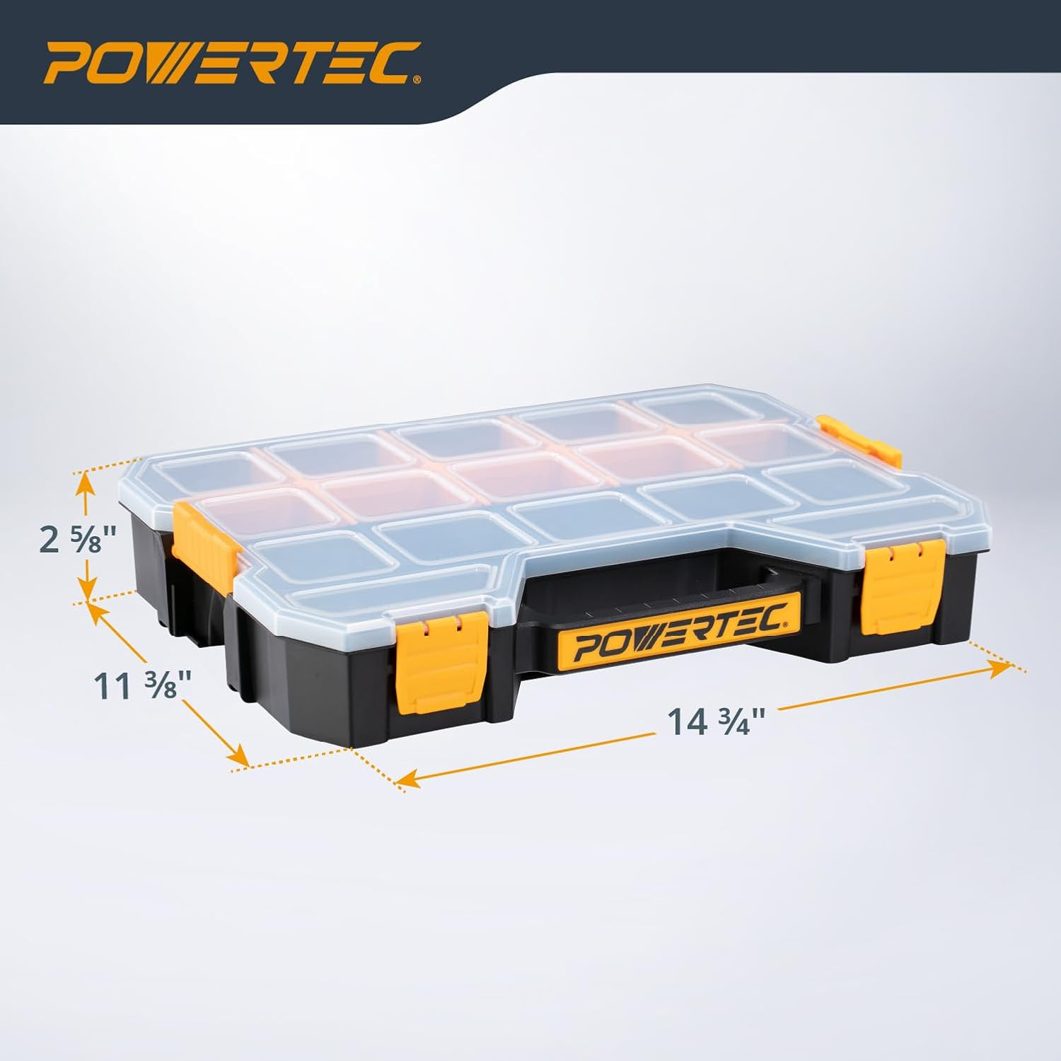 Stackable Tool Box Organizer with Removable Dividers - 17 Compartments, Interloc