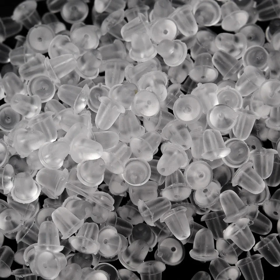500pcs Soft Rubber Ear Plugs – Transparent Earring Back Stopper Studs for DIY Ea